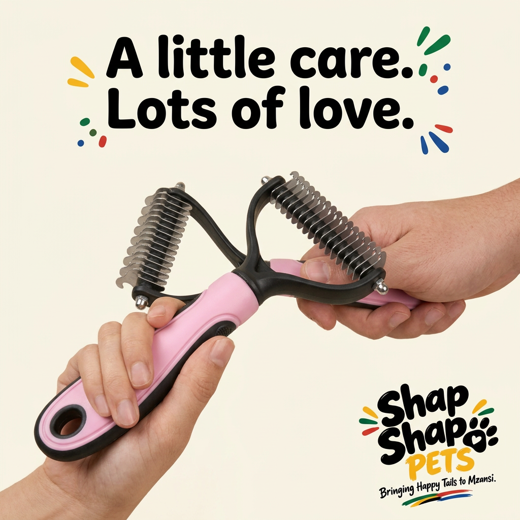 Pink grooming rake picture